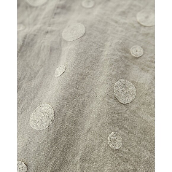 Lina Tomei Tan Gray Linen Embroidered Dress Shift Sz L Lagenlook Minimalistic - Picture 6 of 11